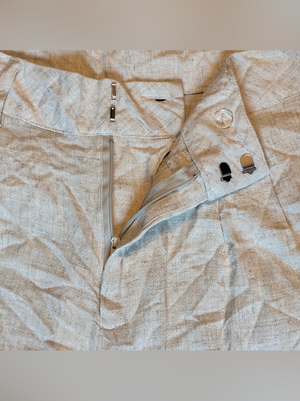 Thread Supply Nwt Wide Leg Trousers Cream Linen Blend Lightweight Dress Pants L — image 4 of 8